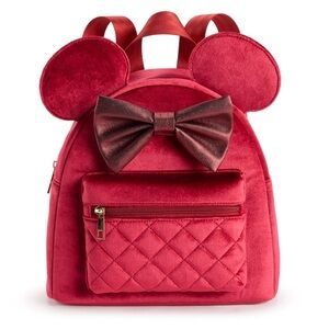 Disney’s Minnie mouse backpack,Red Quilted Backpack with Minnie Mouse Ears